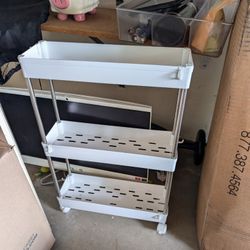 Small Narrow Organizer Shelf With Wheels 