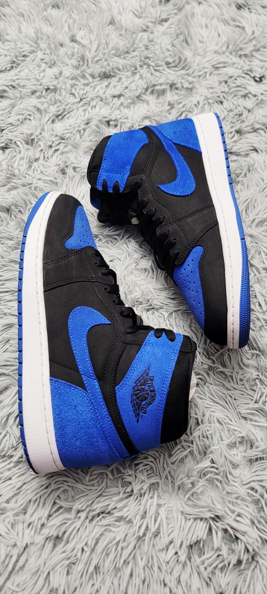 Size 13 Men's Jordan 1 Retro High OG Black-Royal Blue-White DZ5485-042.
