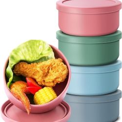 4 Pcs 24 oz Round Silicone Food Storage Containers Lunch Container with Lids Reusable Meal Prep Containers Bento Lunch Boxes Leakproof Food Organizers
