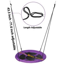 40-inch Kids Tree Swing Spider Saucer Swing Length Adjustable Waterproof, Purple
