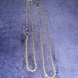 14k gold rope chain set - 24in & 20in