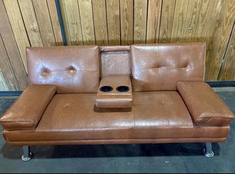 Brown Leather Futon
