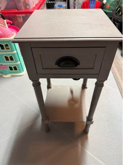 Taupe Wood Side Table with Drawer