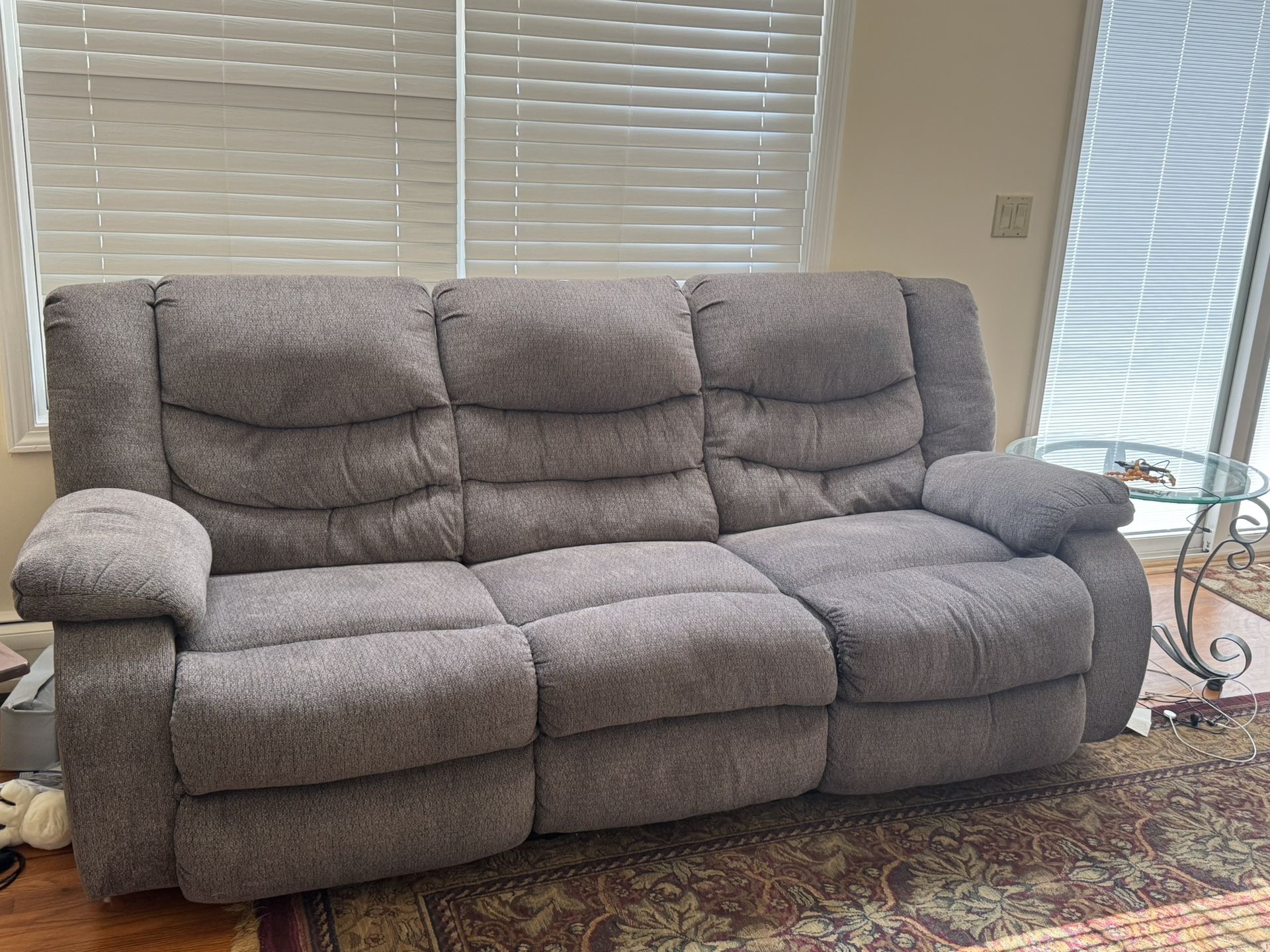 Manual Recliner Grey Sofa