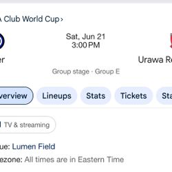 2 Tickets To The 25 Club World Cup Match Inter Milan - Urawa Red Diamonds On 6/21 In Seattle