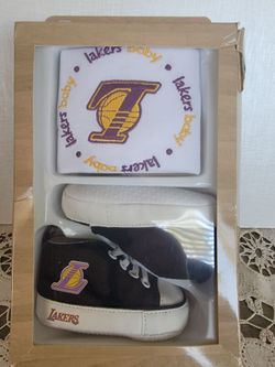 BRAND NEW LAKERS BIB AND PRE WALKER SHOES