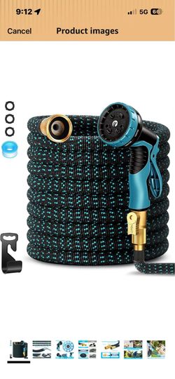 50 ft Expandable Garden Hose-2026 Upgraded Expanding Water Hose with 10 Function Nozzle, 3/4" Solid Brass Fittings, 5-Layer Latex Core, No-Kink Flexib