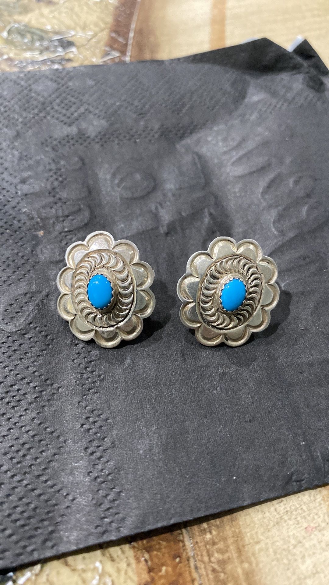 Alex Sanchez Navajo tribe Native America Sterling Silver Turquoise Earrings