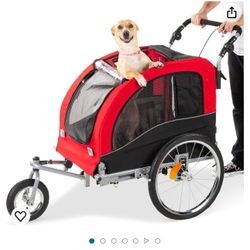  2-in-1 Dog Bike Trailer, Pet Stroller Bicycle Carrier w/Hitch