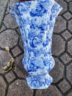 Blue and White Floral Porcelain Vase