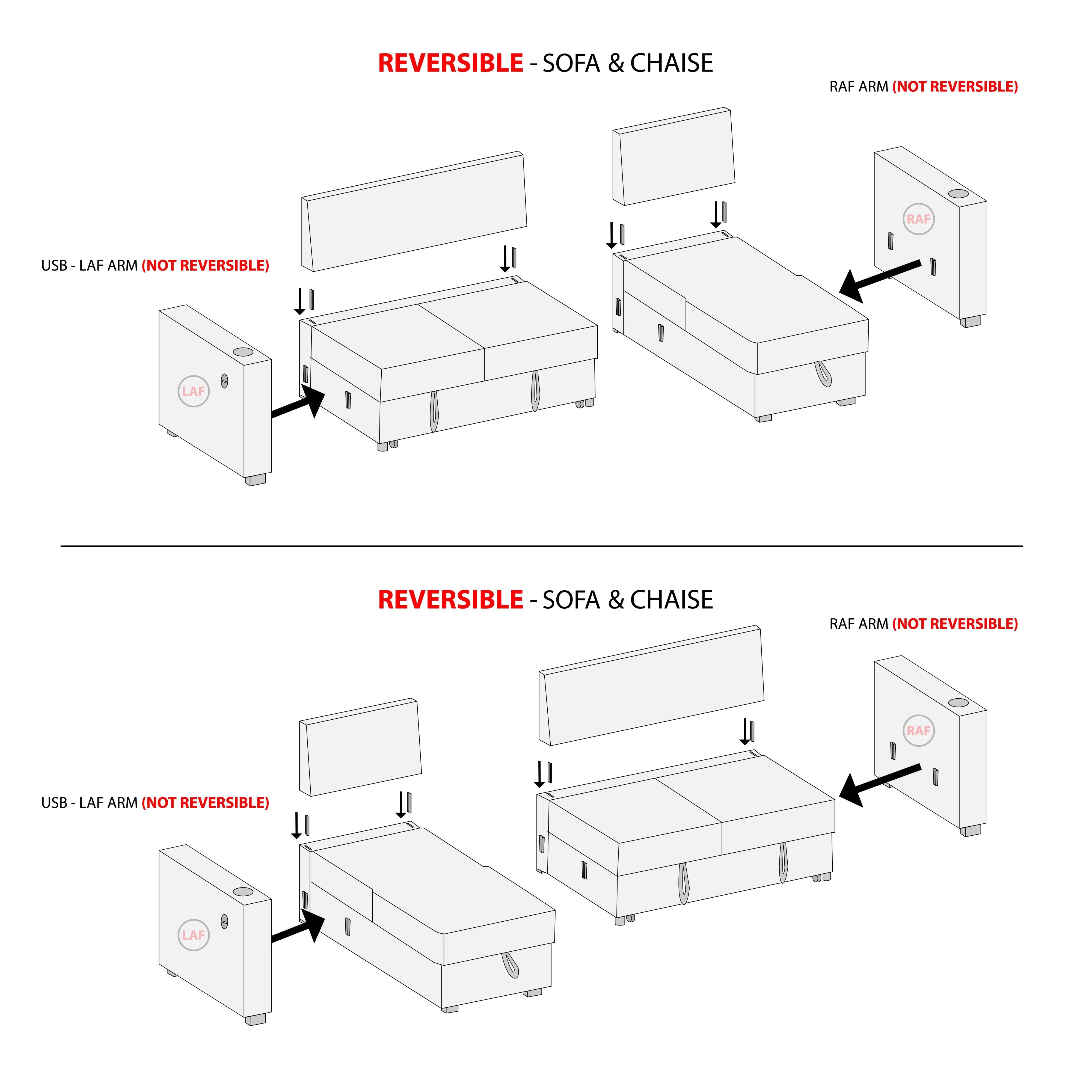 Brand New Black/Gray/Brown/Biege Corduroy Reversible Storage Chaise W/ Cup Holder & USB & USB C Port (89 x 34 x 36H)