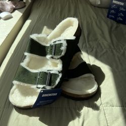 Birkenstocks Arizona Shearling Mountain View Green Size 11M