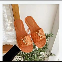 Slippers Women Sandals On Gold Metal