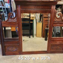 Antique Ornate Wall Mirror with three beveled mirrors
45.25"w x 35"h 
