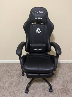 N-GEN Black Gaming Chair with Footrest