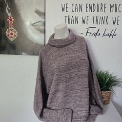 Simply Vera Wang Cozy Beige Knit High-Low Funnel Neck Sweater Womens Size XL 