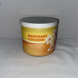 New NWT Mahogany Coconut Bath & Body Works 3 Wick Scented Candle