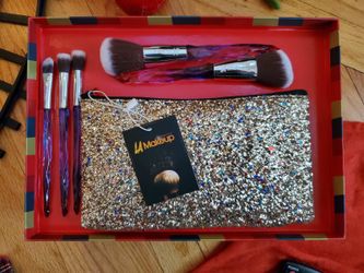 5pcs diamond shape handle makeup brush set with cosmetic pouch