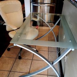 Office Desk Glass Top Metal Frame