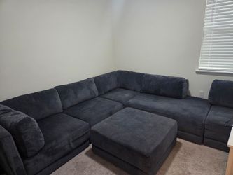 Dark blue Sectional Sofa with Ottoman