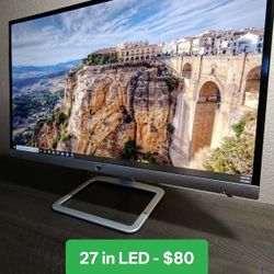 HP 27 In LED PC Computer Monitor - $80 - Slim Panel