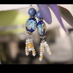 Handmade Royal Blue Dangle Earrings