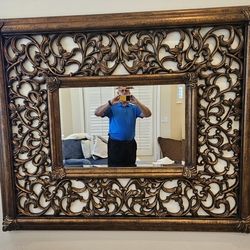 XL Carved Gold Gilt Beveled Glass Mirror 73"X 60"