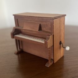 Vintage Hand-Crank Tiny Piano Music Box Made in Japan Original Ad & Sheet Music Jewelry Box 