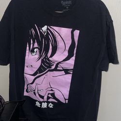 XL Black & Pink Spencer’s Anime Girl Graphic Tee T-Shirt