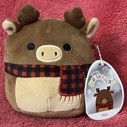 SQUISHMALLOWS Christmas 2021 Ruby Reindeer Red & Black Plaid Scarf NEW with Tags!