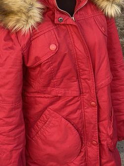 Red Women’s Jacket W/fur Collar