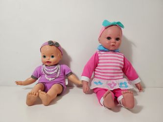 Cuddly Love Baby Doll & Mattel Little Mommy Baby Doll Purple Necklace Blue Eyes
