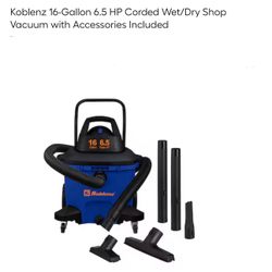 Koblenz 16-Gallon 6.5 HP Corded Wet/Dry Shop Vacuum with Accessories Included