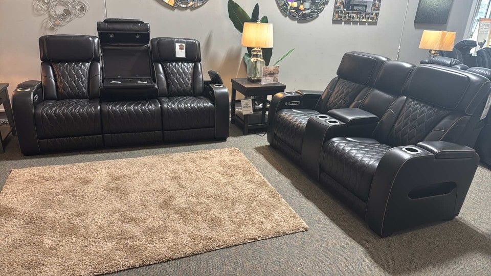 OM• $38 Initial • Brand New Kincord 2 Piece Power Reclining Sofa And Loveseat