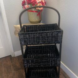 Wicker three tier storage