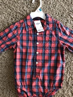 Oshkosh Button Front Plaid Shirt 24 months