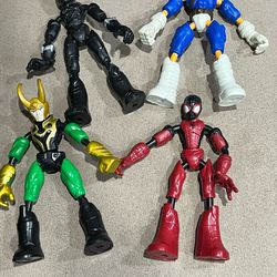 Bend and Flex Marvel lot of 4 figure Miles morales Black Panther Loki Taskmaster