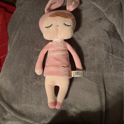 METOO 17" Angela Plush Sleeping Girl Bunny Rabbit Baby Rag Doll Stuffed Pink
