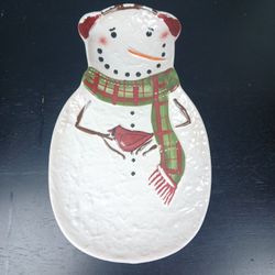 Anne Tavoletti Folk Art  Snowman Winter Buddies Christmas Holiday Spoon Rest 