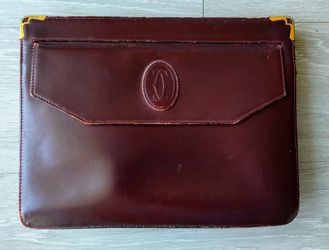 Cartier Burgundy Envelope Wallet With Gold-Tone Hardware & Zip Pocket