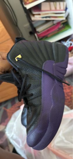 Kids Air Jordan 12 Black Purple Sneakers