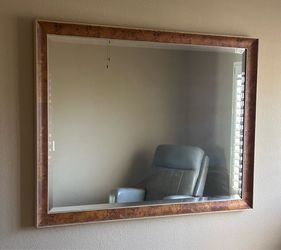 Mirror with Burl Wood Frame- Large Custom Framed 53 x 41