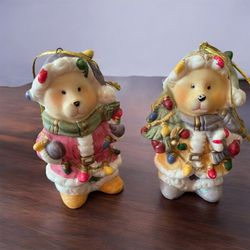 Vintage 90’s | Holiday Teddy Bears Tree Ornaments | Set Of 2