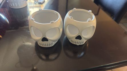 Skull Ceramic Mugs Set of 2