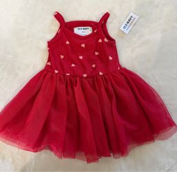 New Old Navy Red with White Heart Print Tutu Tank Dress (NWT)