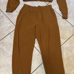2 Piece Knit Jogger Set With Crop Shirt