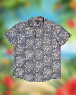 Retrofit Men’s Size XL Blue White Tropical Button-Up Shirt Short Sleeve