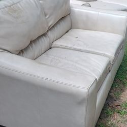 White Leather Sofa And Loveseat
