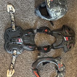 Dirtbike Helmet, Chest Protector & Neck brace 
