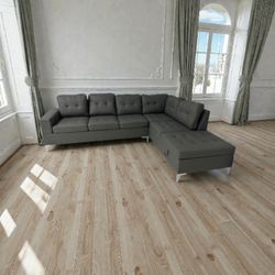 Grey Leather Sectional Sofa new 110x78 